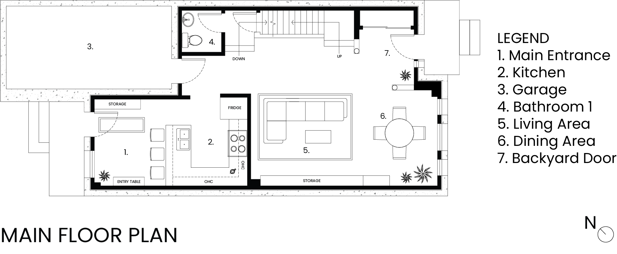 Main floor plan of Mowat townhouse